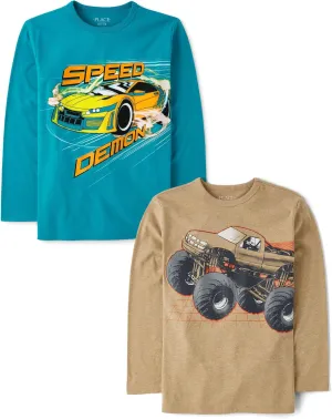 The Children's Place Boys' Assorted Everyday Long Sleeve Graphic T-Shirts,multipacks