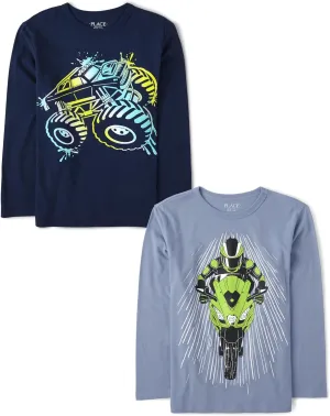 The Children's Place Boys' Assorted Everyday Long Sleeve Graphic T-Shirts,multipacks