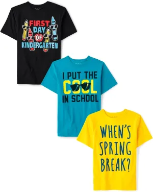 The Children's Place Boys' School Days Short Sleeve Graphic T-Shirts, Multipack