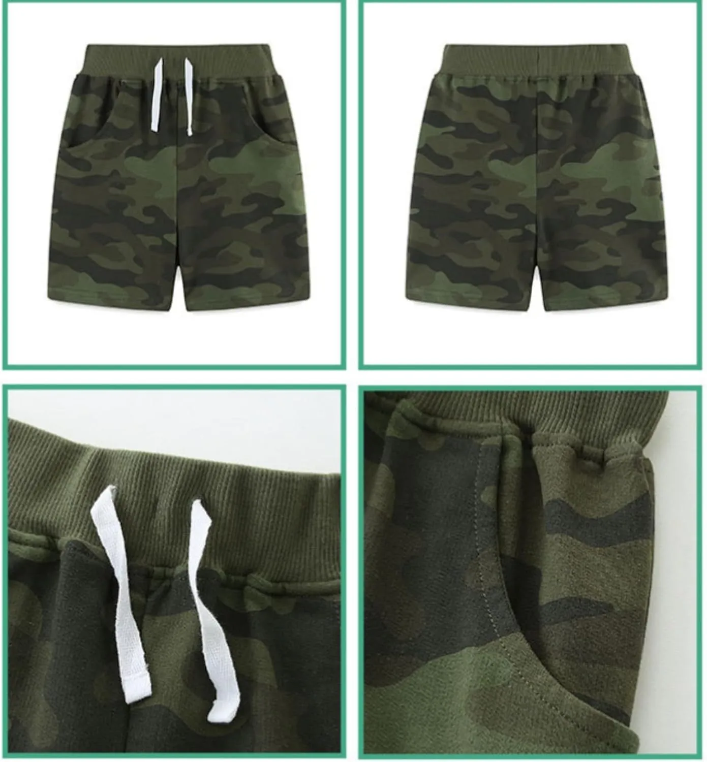 Toddler Boys Summer Camouflage Elastic Waist Shorts Casual Drawstring Shorts Jogger Shorts Sweat Cotton Shorts