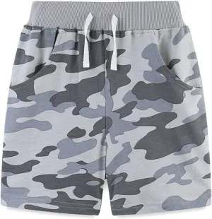Toddler Boys Summer Camouflage Elastic Waist Shorts Casual Drawstring Shorts Jogger Shorts Sweat Cotton Shorts