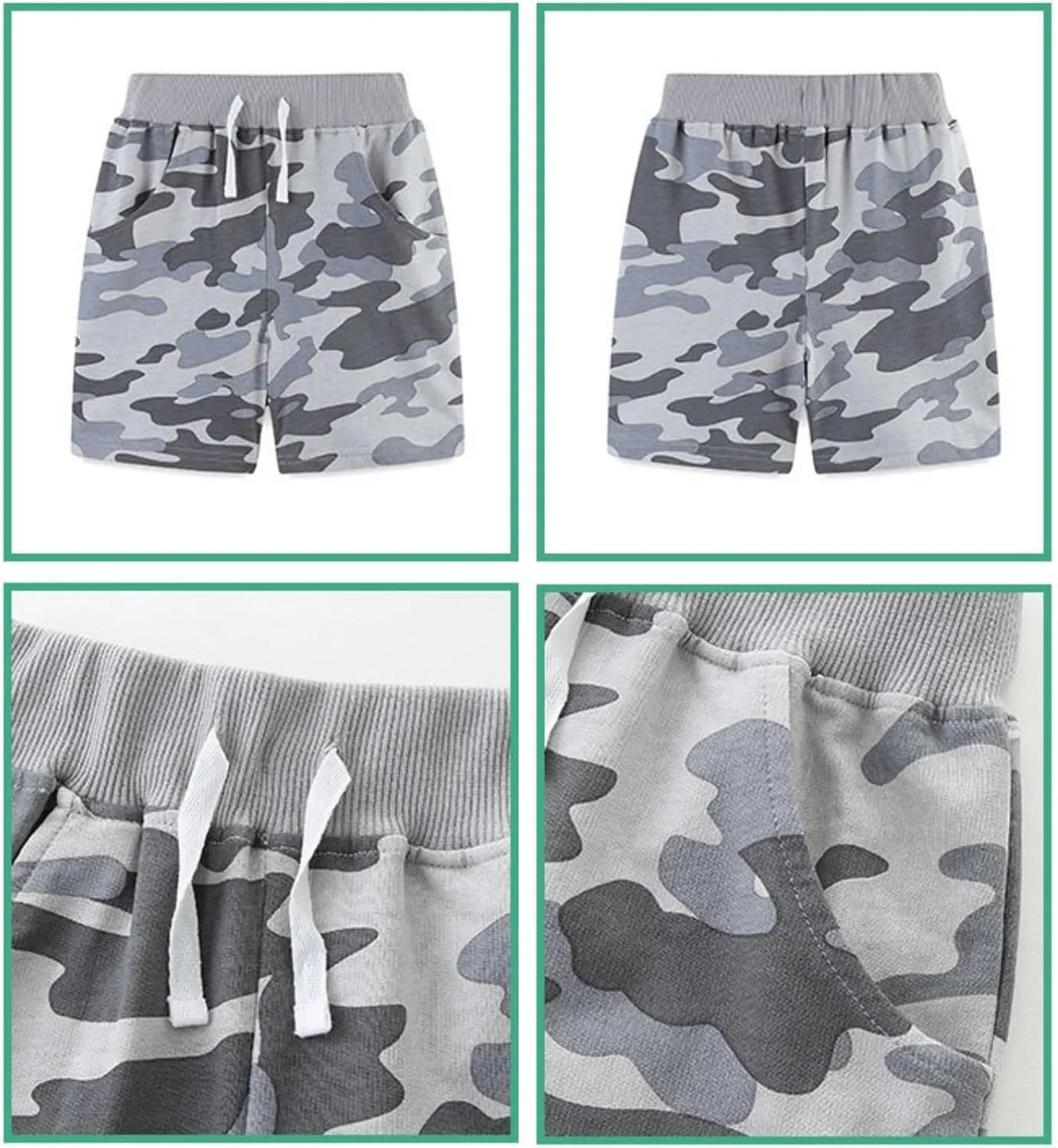 Toddler Boys Summer Camouflage Elastic Waist Shorts Casual Drawstring Shorts Jogger Shorts Sweat Cotton Shorts