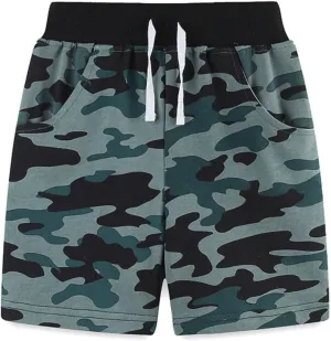 Toddler Boys Summer Camouflage Elastic Waist Shorts Casual Drawstring Shorts Jogger Shorts Sweat Cotton Shorts