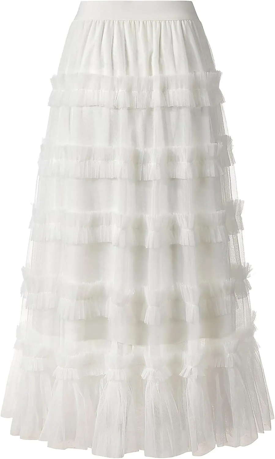 Tulle Skirts for Women Long Length Tutu Fairy Tiered Skirt A Line Mesh Elastic Waist Skirts
