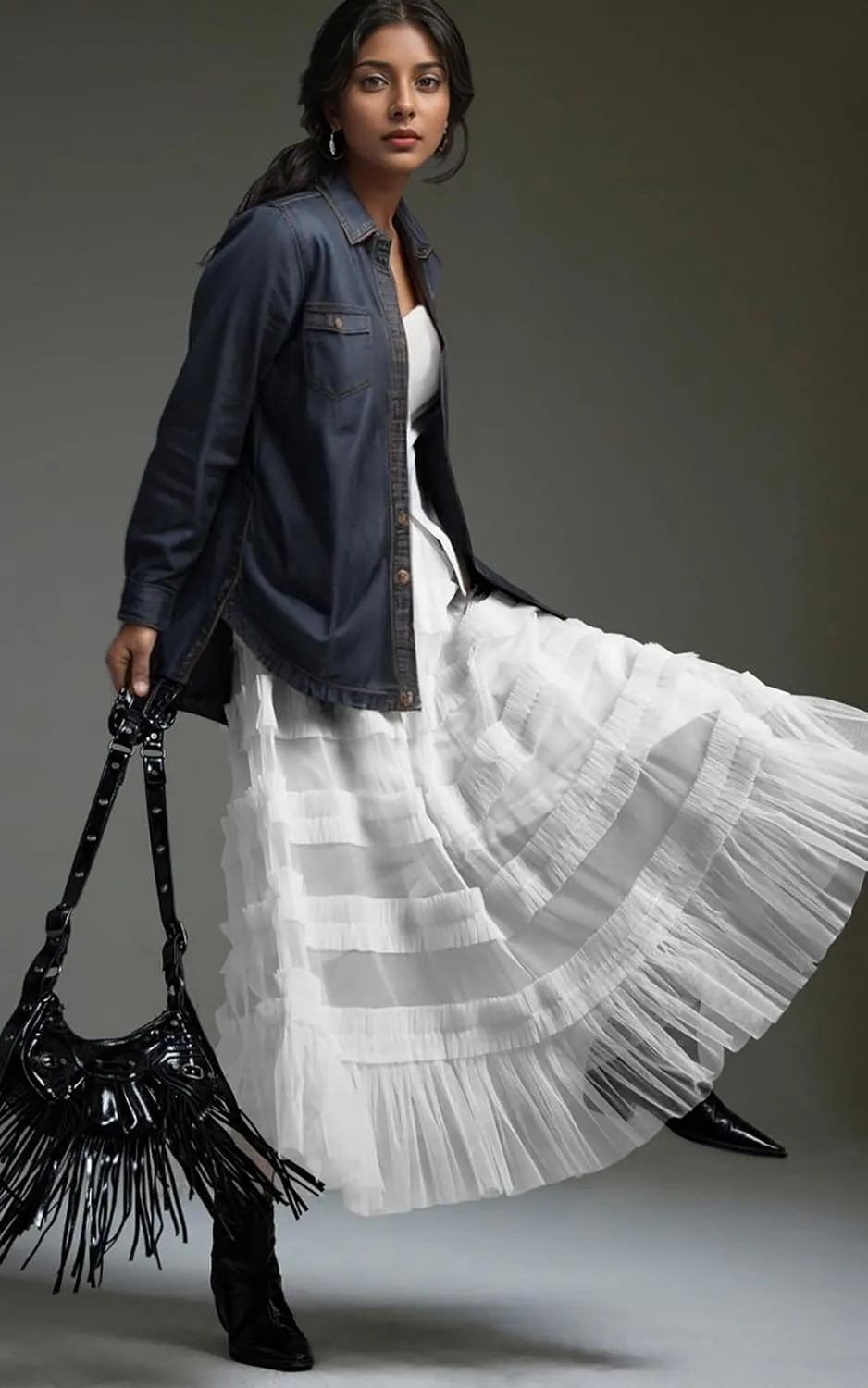 Tulle Skirts for Women Long Length Tutu Fairy Tiered Skirt A Line Mesh Elastic Waist Skirts