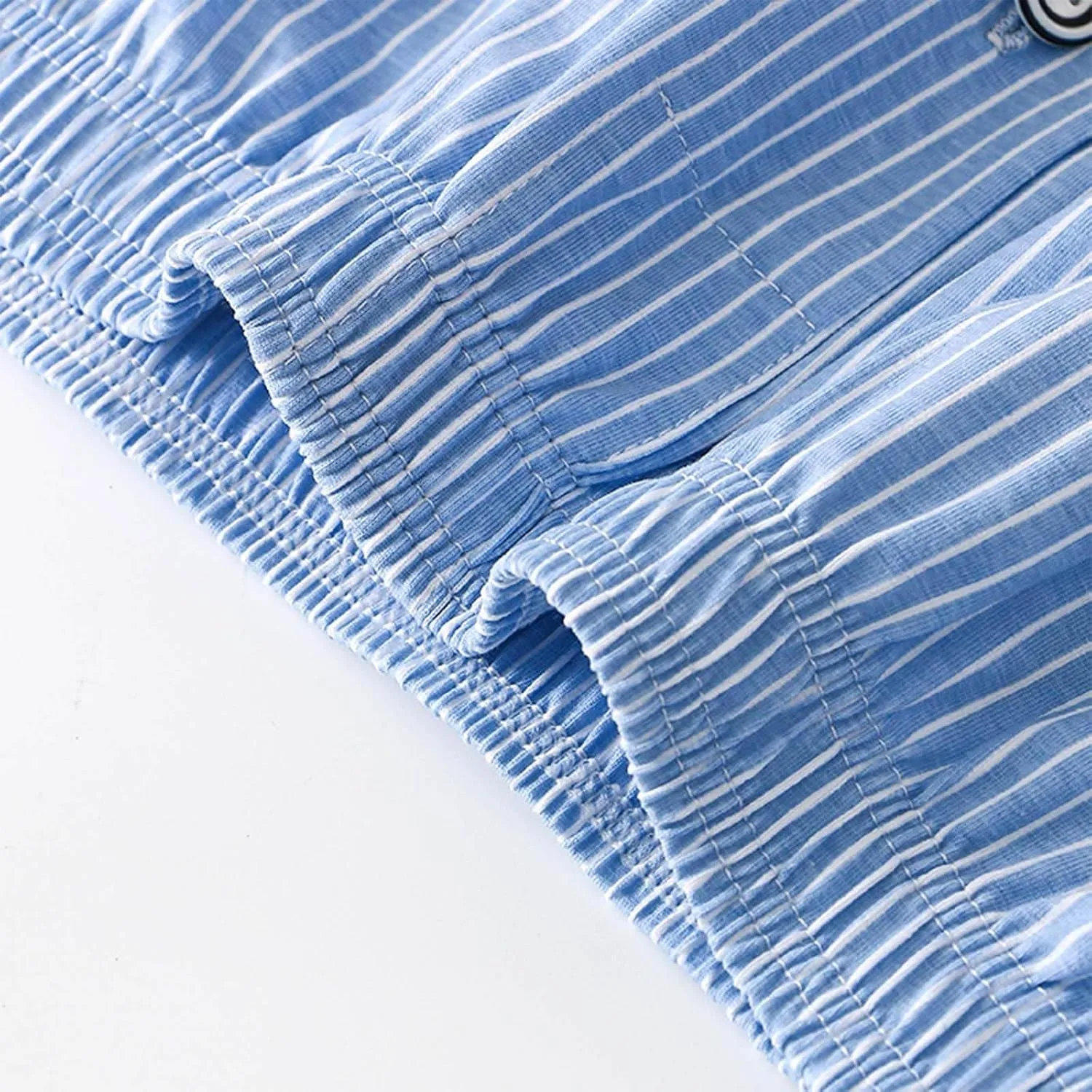 Underpants for Men Cotton Moisture Wicking Breathable Underwear,Baggy Striped Boxer Briefs,Lounge Button Boxer Shorts