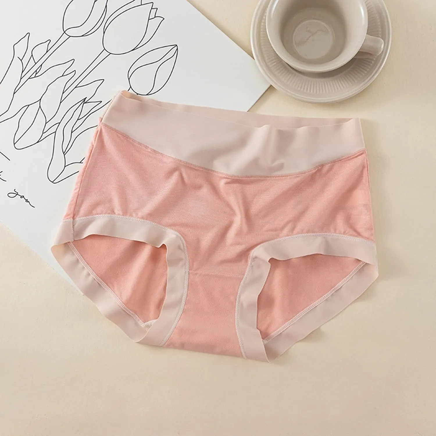 Underwear For Women Cotton High Waist Panties Full Coverage Briefs Soft Strech Ladies Breathable Panties-Multi Pack