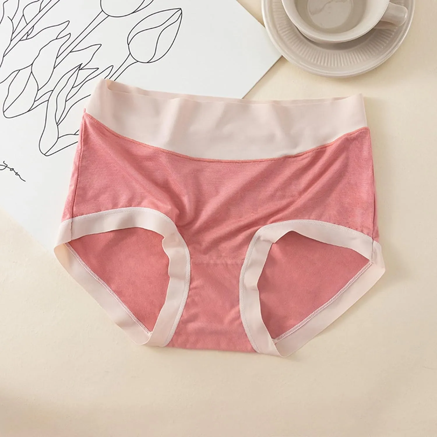 Underwear For Women Cotton High Waist Panties Full Coverage Briefs Soft Strech Ladies Breathable Panties-Multi Pack