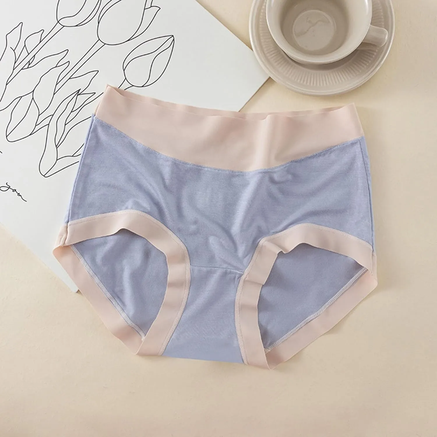 Underwear For Women Cotton High Waist Panties Full Coverage Briefs Soft Strech Ladies Breathable Panties-Multi Pack
