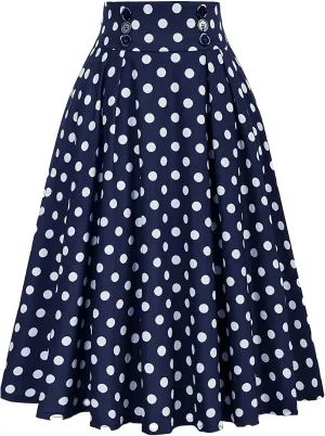 Vintage Plaid Skirt for Women High Waisted Midi A-line Skirts Pleated Skirt with Pockets Tartan Maxi Skirts