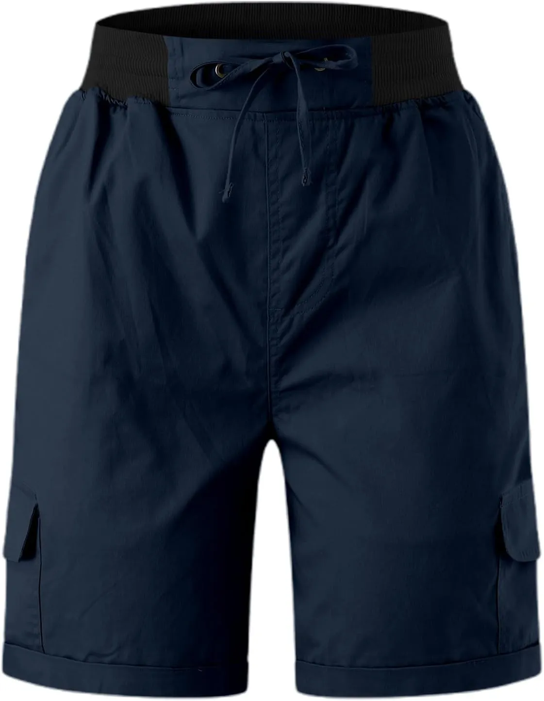 Women Cargo Shorts for Summer Elastic Waist Drawstring Trendy Hiking Outdoor with Pockets Baggy Solid Clothes