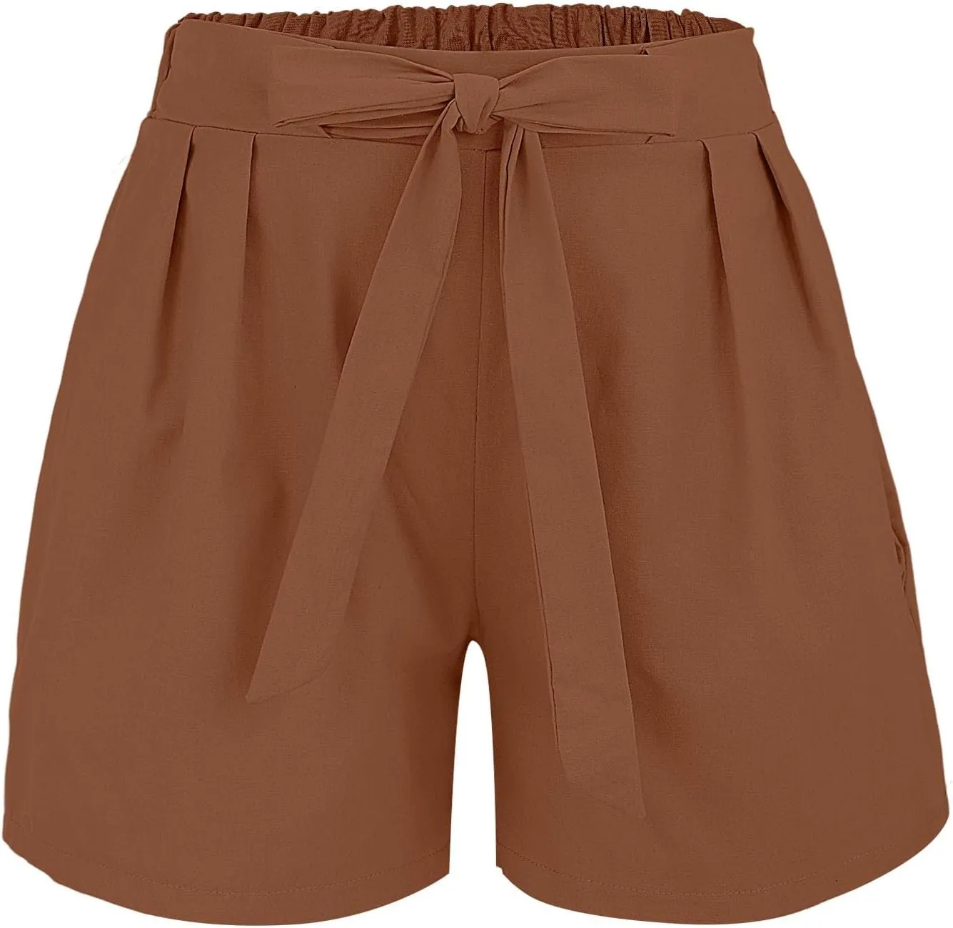 Women Casual Linen Shorts Flowy Comfy Beach Elastic Waist Short Soft Adjustable Tie Knotted Summer Plain Dressy Pants