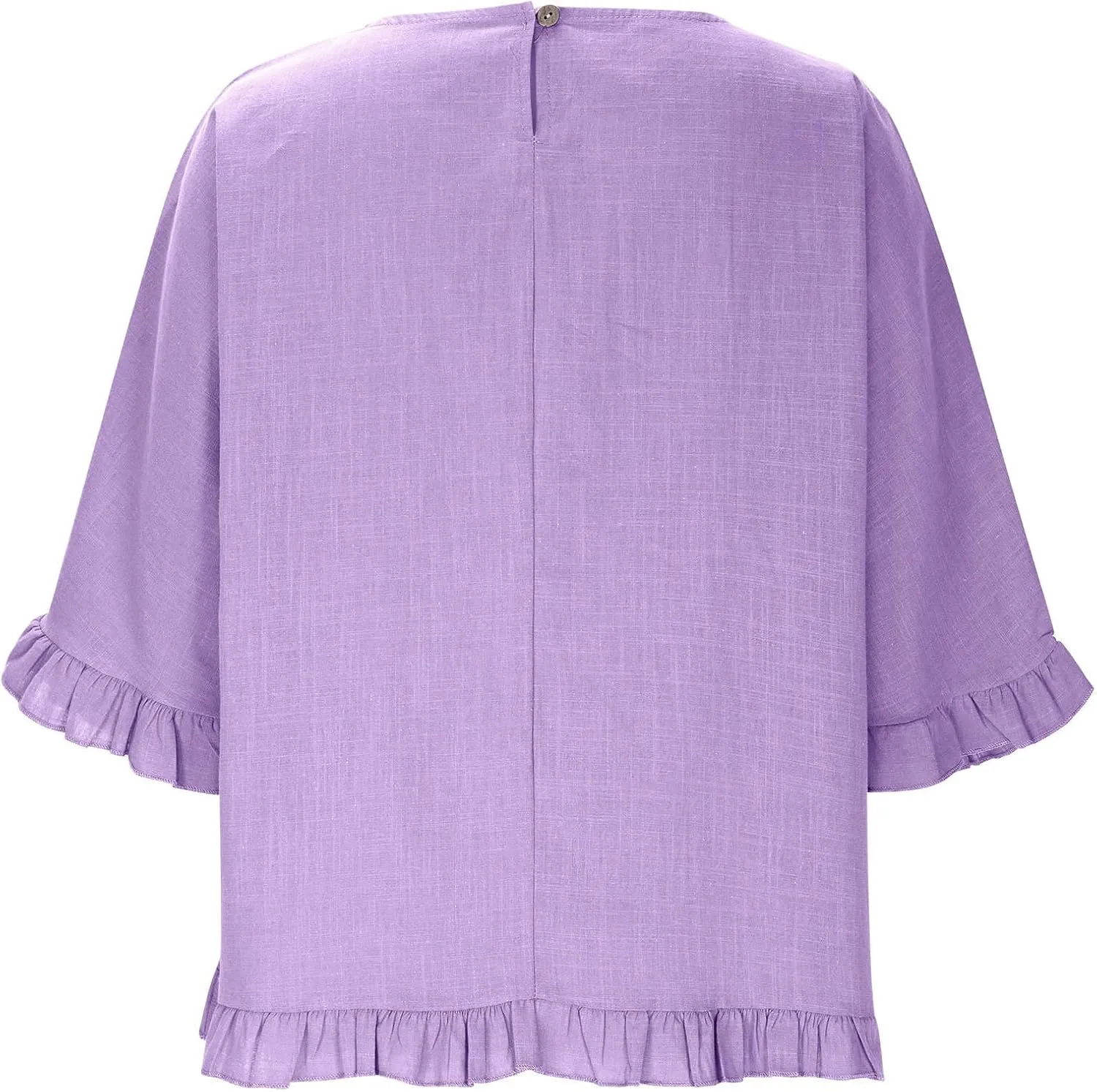 Women Cotton Linen Crewneck Shirts Ruffled Hem Tops Casual Half Sleeve Tees Summer Outfits Loose Fit Tees Boho Tops