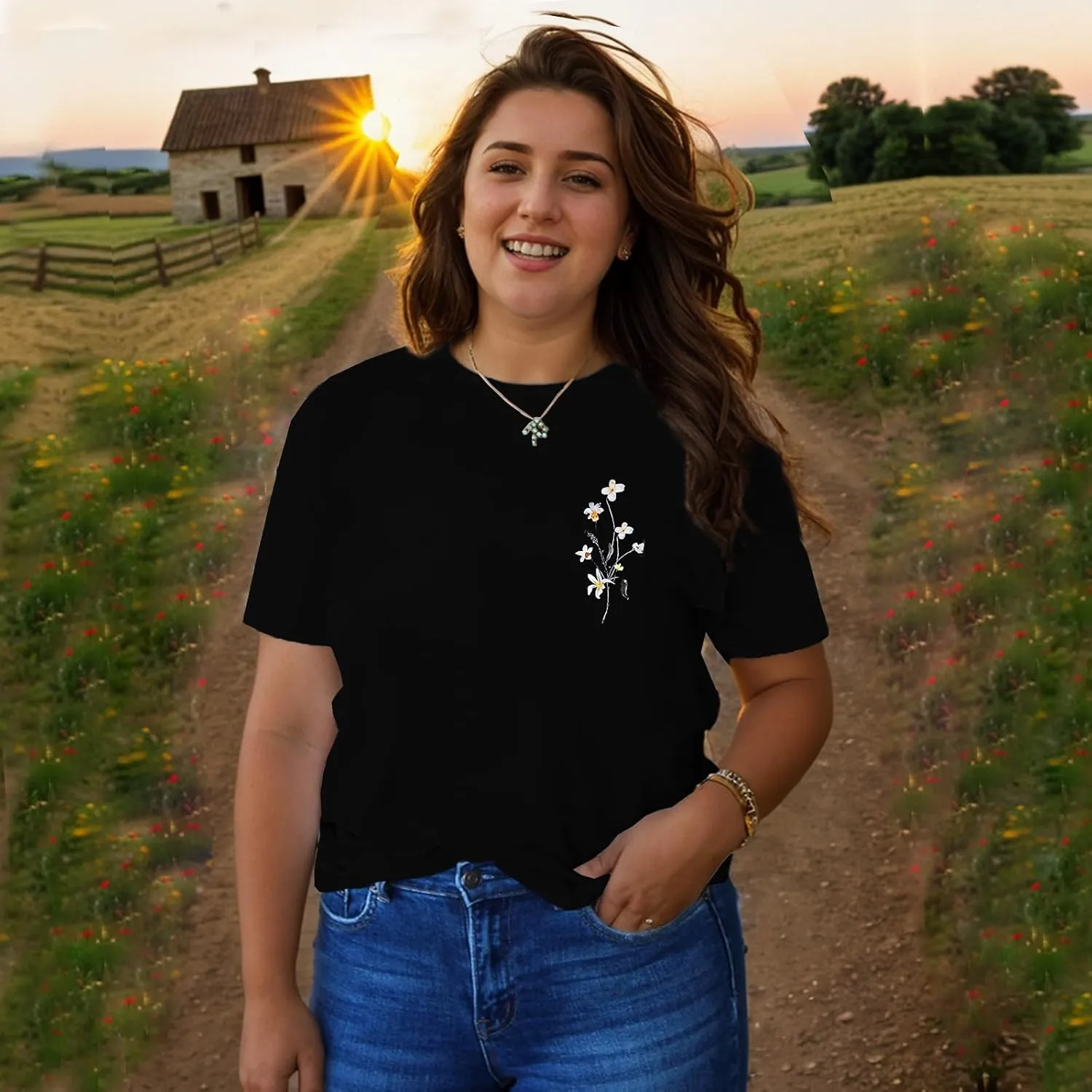 Women Graphic T-Shirts Casual Short Sleeve Tee Tops(Available in Plus Size)