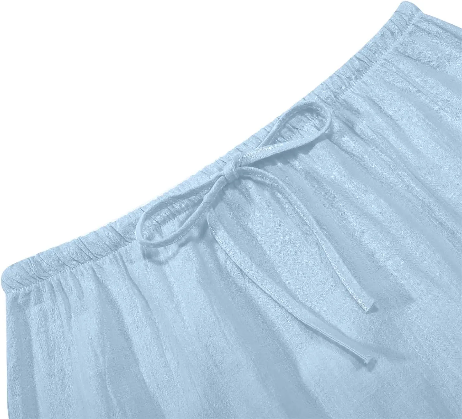 Women Linen Maxi Skirt Elastic Waist Flowy Boho A-Line Skirts Summer Vacation Beach Long Skirts 2025 Fashion