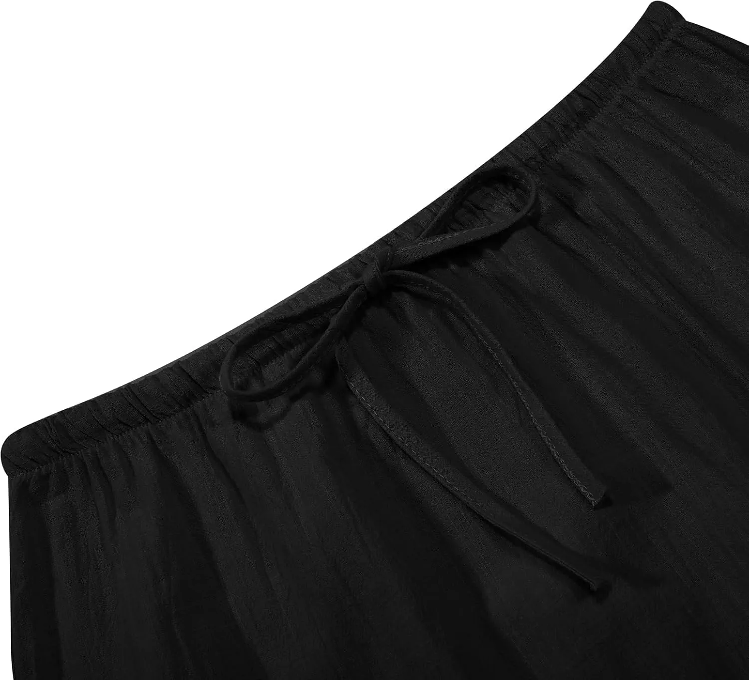 Women Linen Maxi Skirt Elastic Waist Flowy Boho A-Line Skirts Summer Vacation Beach Long Skirts 2025 Fashion