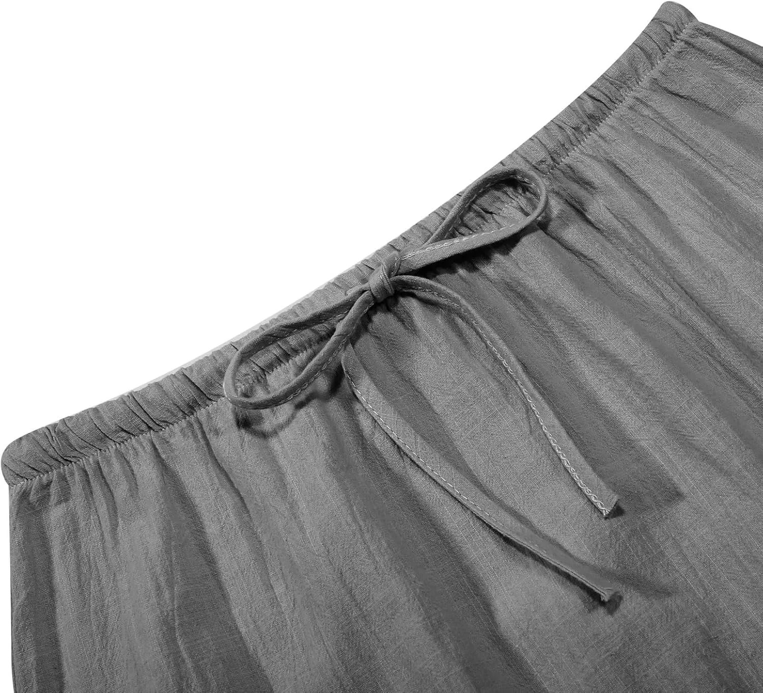 Women Linen Maxi Skirt Elastic Waist Flowy Boho A-Line Skirts Summer Vacation Beach Long Skirts 2025 Fashion