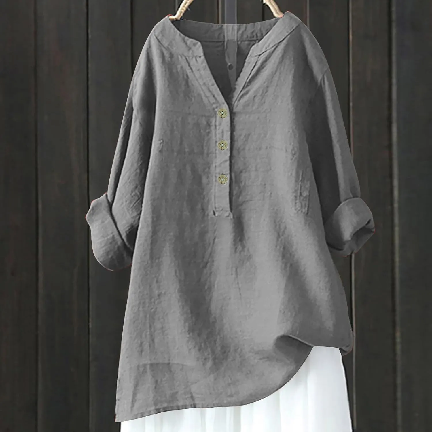 Women Linen Shirts V-Neck Button Blouses Embroidery 2025 Summer Tshirt Short Sleeve Loose T Shirts