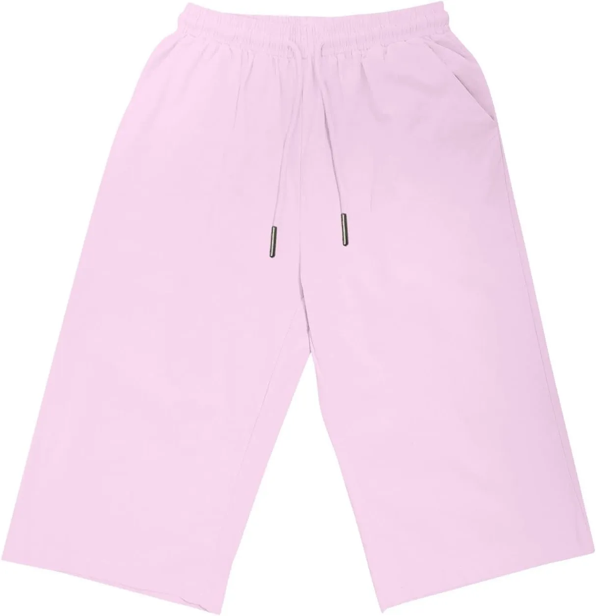 Women Linen Shorts Summer Knee Length Shorts High Waisted Bermuda Shorts Beach Capris Sweat Lounge Shorts with Pocket