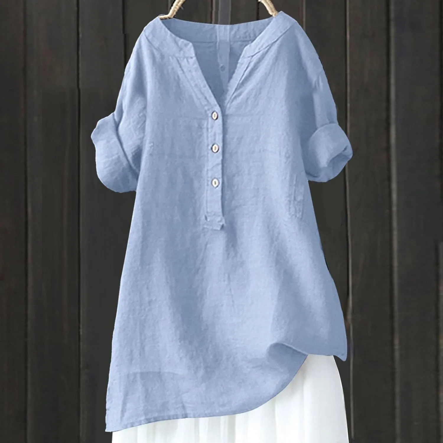 Women Short Sleeve Linen Shirts Casual Crewneck 2025 Fashion T-Shirt Floral Boho Loose Fit Summer Tee Top