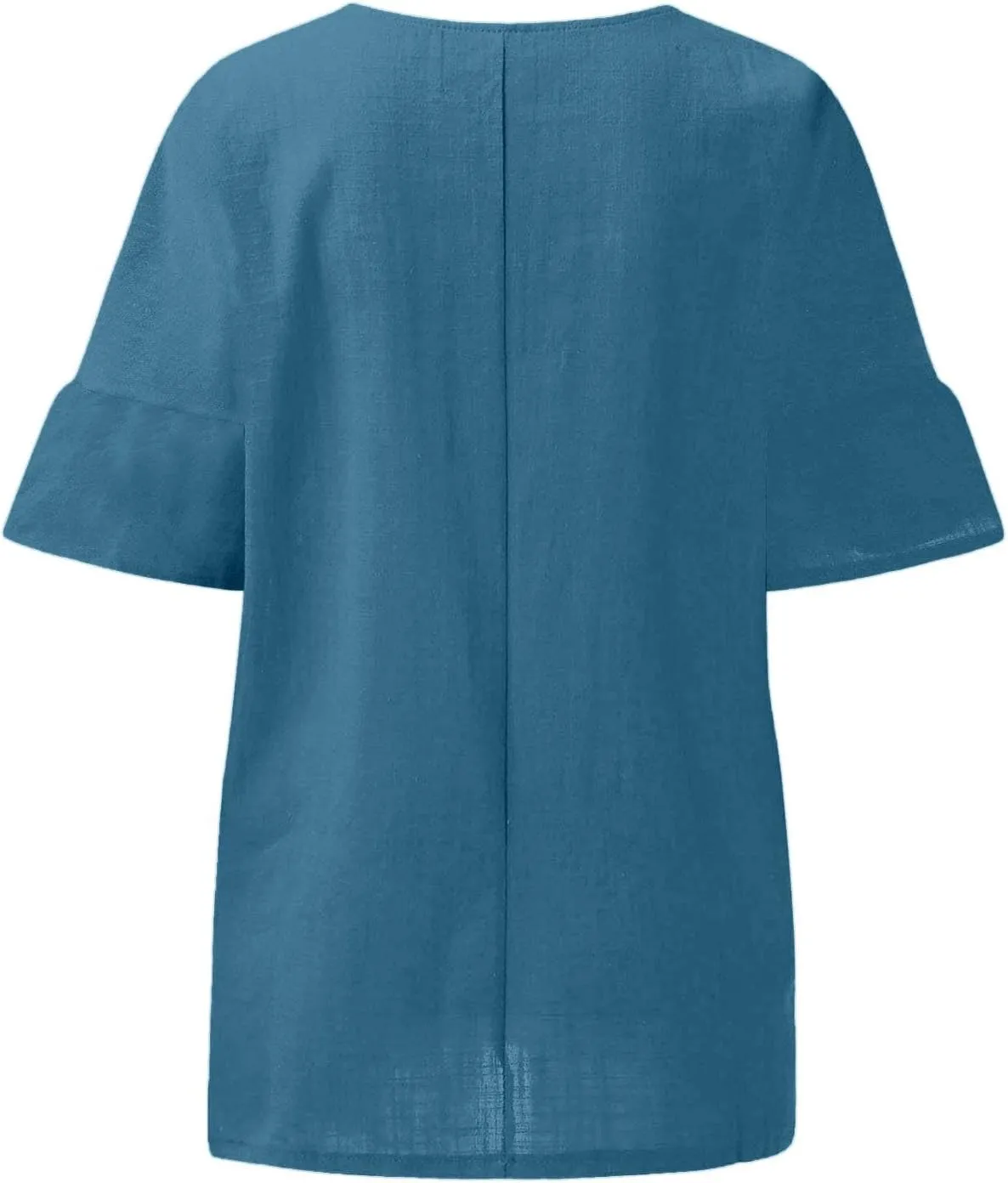 Women Short Sleeve Linen Shirts Casual Round Neck Plus Size T Shirt Bohemian Boho Loose Fit Summer Tshirts