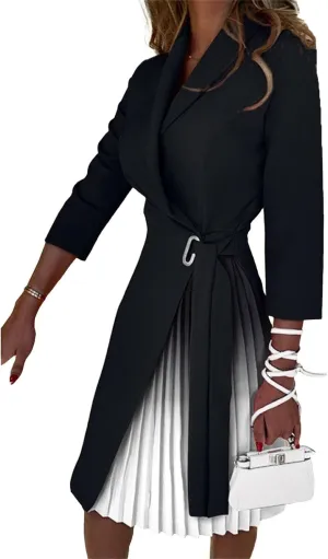 Women Wrap V Neck Dresses Tie Waist Pleated Flowy Wedding Guest Midi Dress Casual Elegant Half Sleeve Dresses