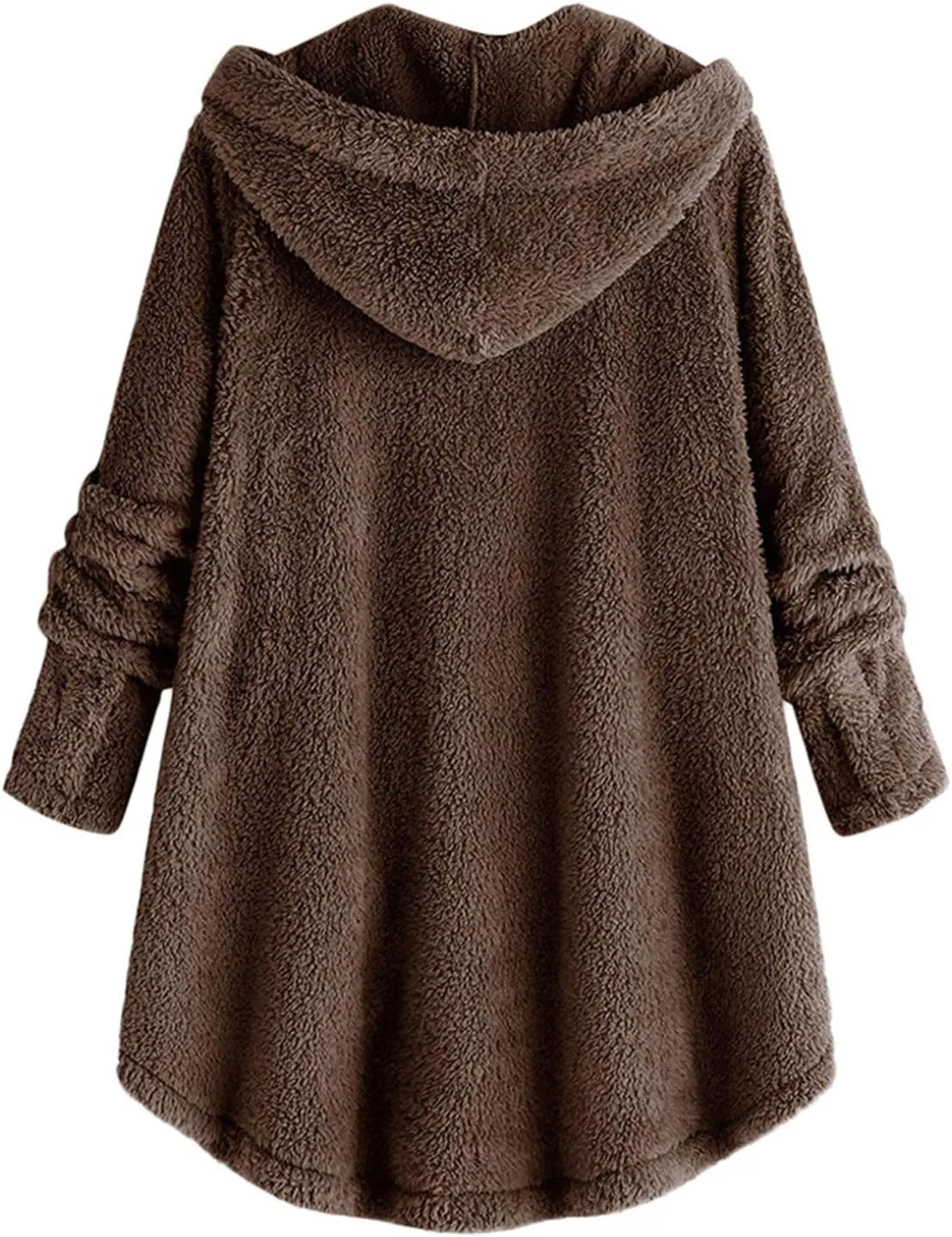 Women's 2024 Winter Fuzzy Fleece Hooded Cardigans Jacket Sherpa Long Sleeve Button Down Coats Outerwear with Pockets