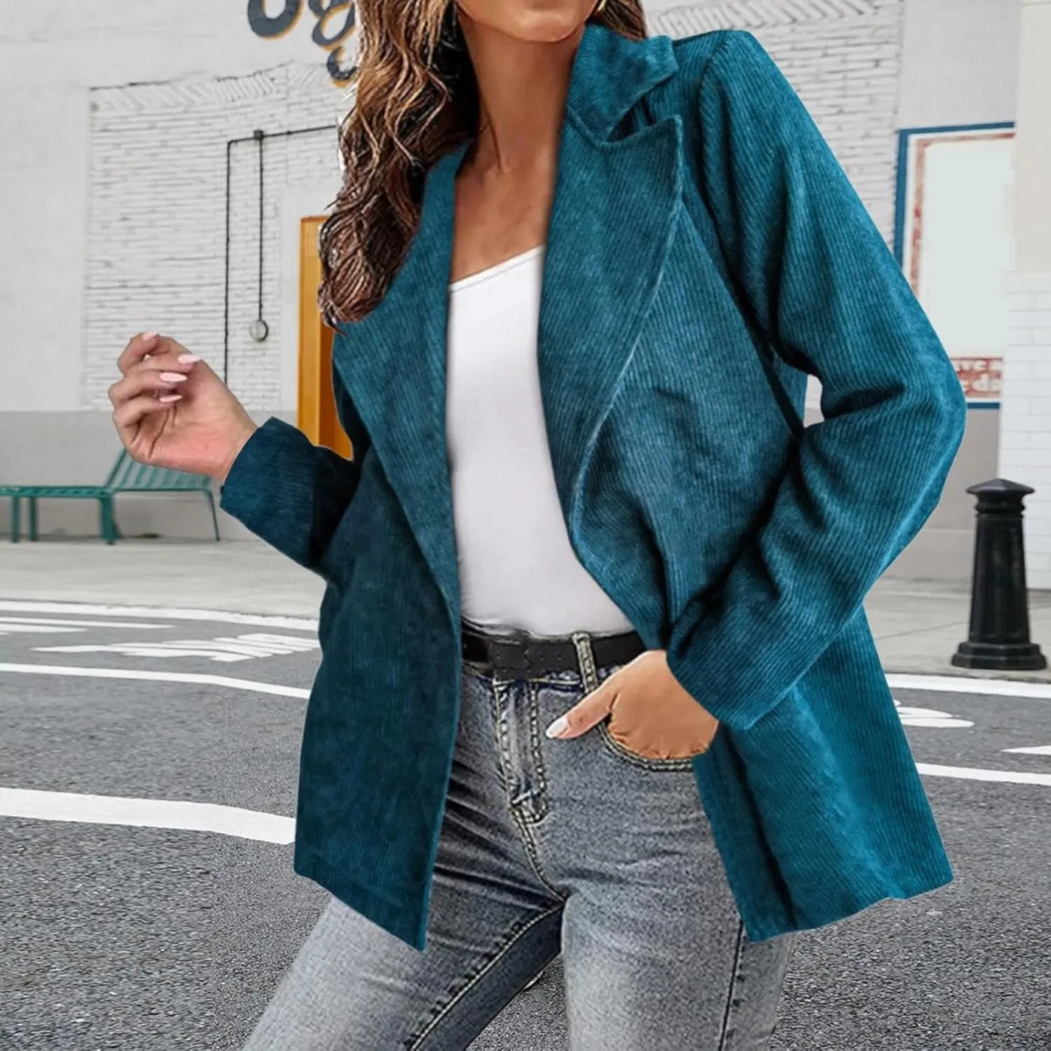 Women's Blazer 2024 Fall Casual Slim Fit Notch Lapel Open Front Business Work Office Dressy Suit Jackets with Pockets