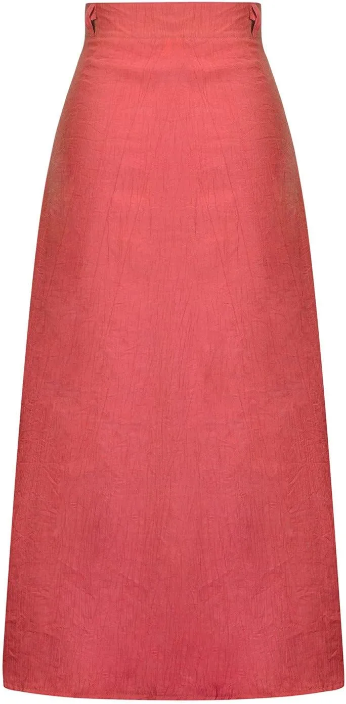 Womens Button Down Maxi Skirt Vintage Wrinkles High Waist Flowy A Line Skirts Summer Lightweight Casual Beach Skirt