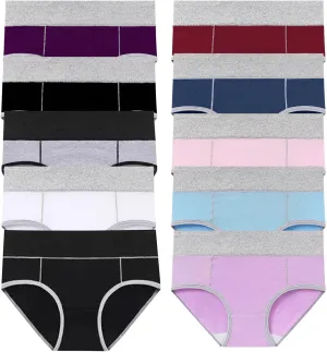 Women's Cotton Underwear High Waist Stretch Briefs Soft Underpants Ladies Full Coverage Panties 10 Pack Plus Size