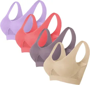 Women's Cozy Wireless Bra Push Up Seamless Bralettes Soft V Neck Brassiere V Neck Cami Bando Bra for Women