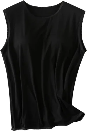 Womens Crew Neck Tank Tops Sleeveless Shirts Lace Thin Summer Casual Going Out Lightweight Stylish Blouses Shirt