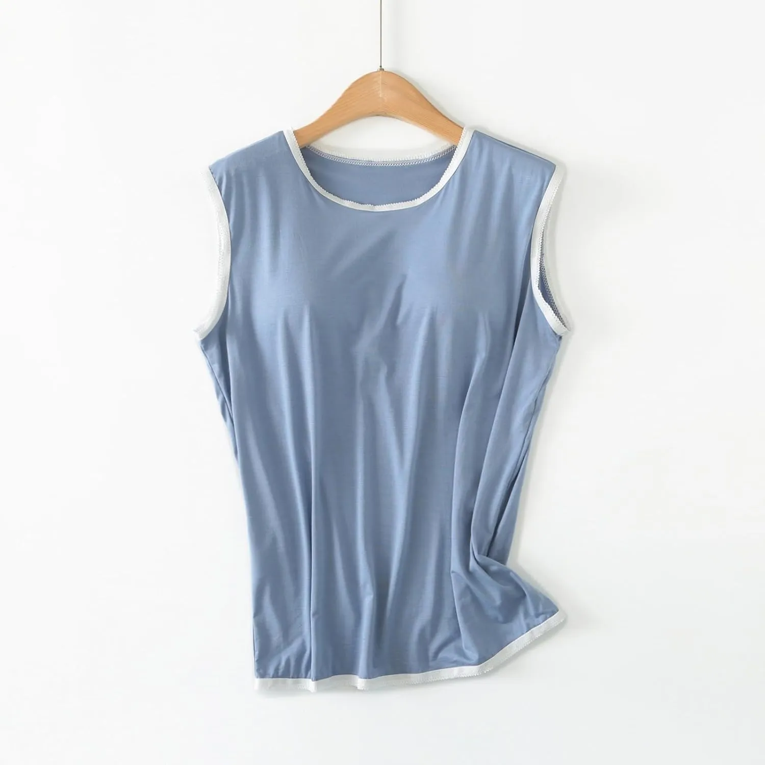 Womens Crew Neck Tank Tops Sleeveless Shirts Lace Thin Summer Casual Going Out Lightweight Stylish Blouses Shirt