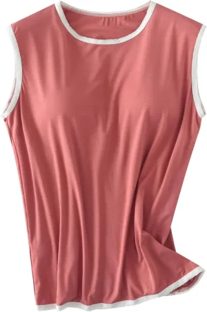 Womens Crew Neck Tank Tops Sleeveless Shirts Lace Thin Summer Casual Going Out Lightweight Stylish Blouses Shirt