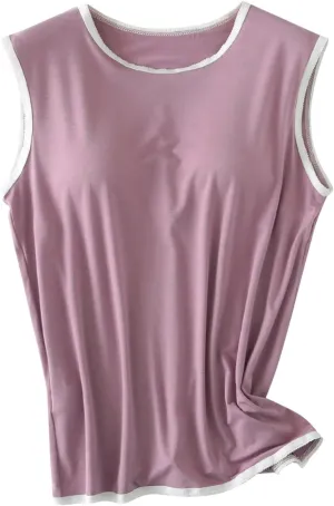 Womens Crew Neck Tank Tops Sleeveless Shirts Lace Thin Summer Casual Going Out Lightweight Stylish Blouses Shirt