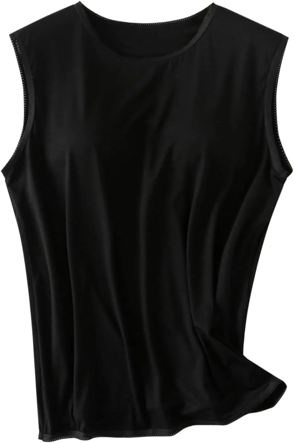Womens Crew Neck Tank Tops Sleeveless Shirts Lace Thin Summer Casual Going Out Lightweight Stylish Blouses Shirt
