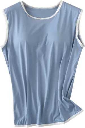 Womens Crew Neck Tank Tops Sleeveless Shirts Lace Thin Summer Casual Going Out Lightweight Stylish Blouses Shirt