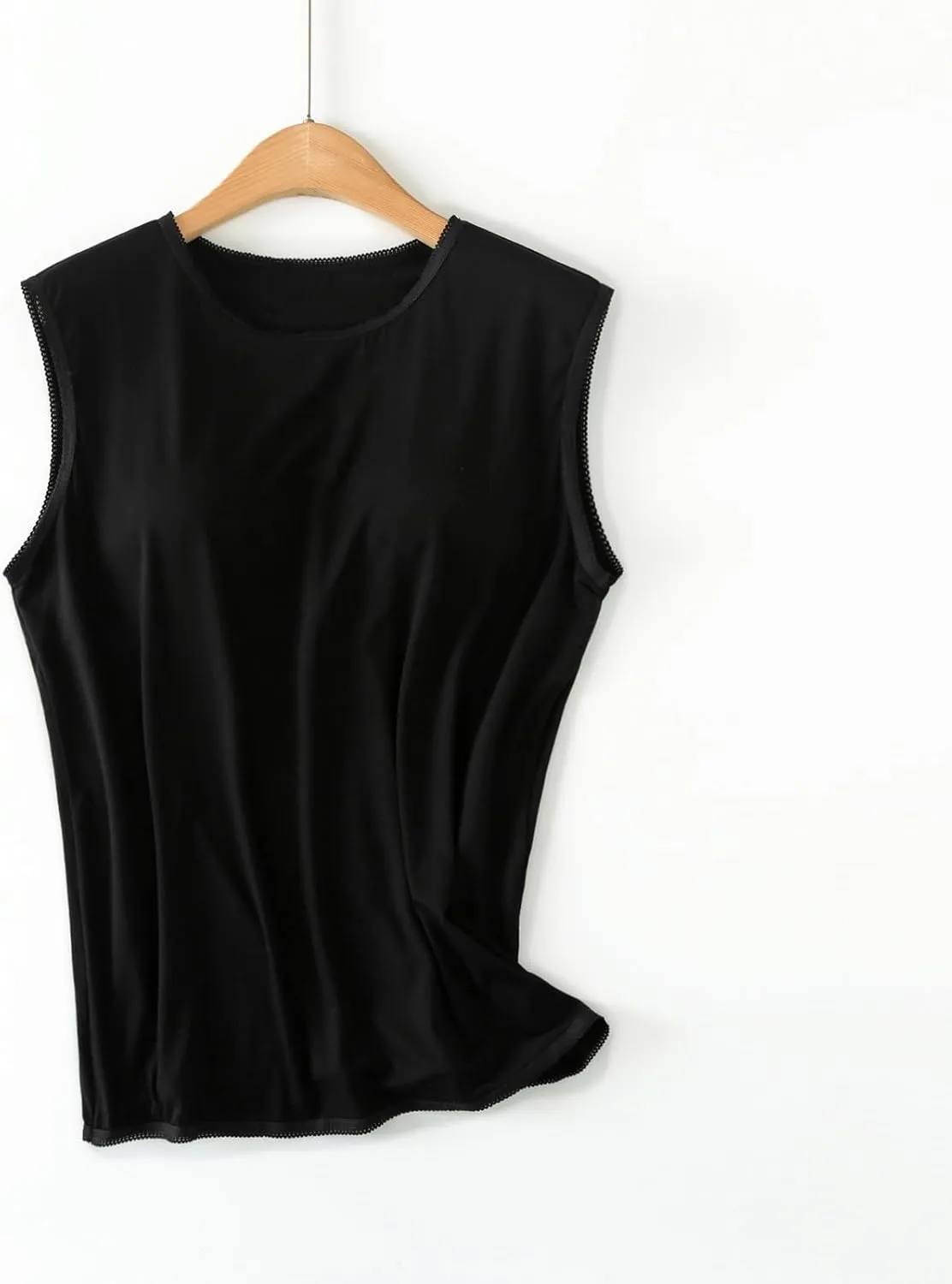 Womens Crew Neck Tank Tops Sleeveless Shirts Lace Thin Summer Casual Going Out Lightweight Stylish Blouses Shirt