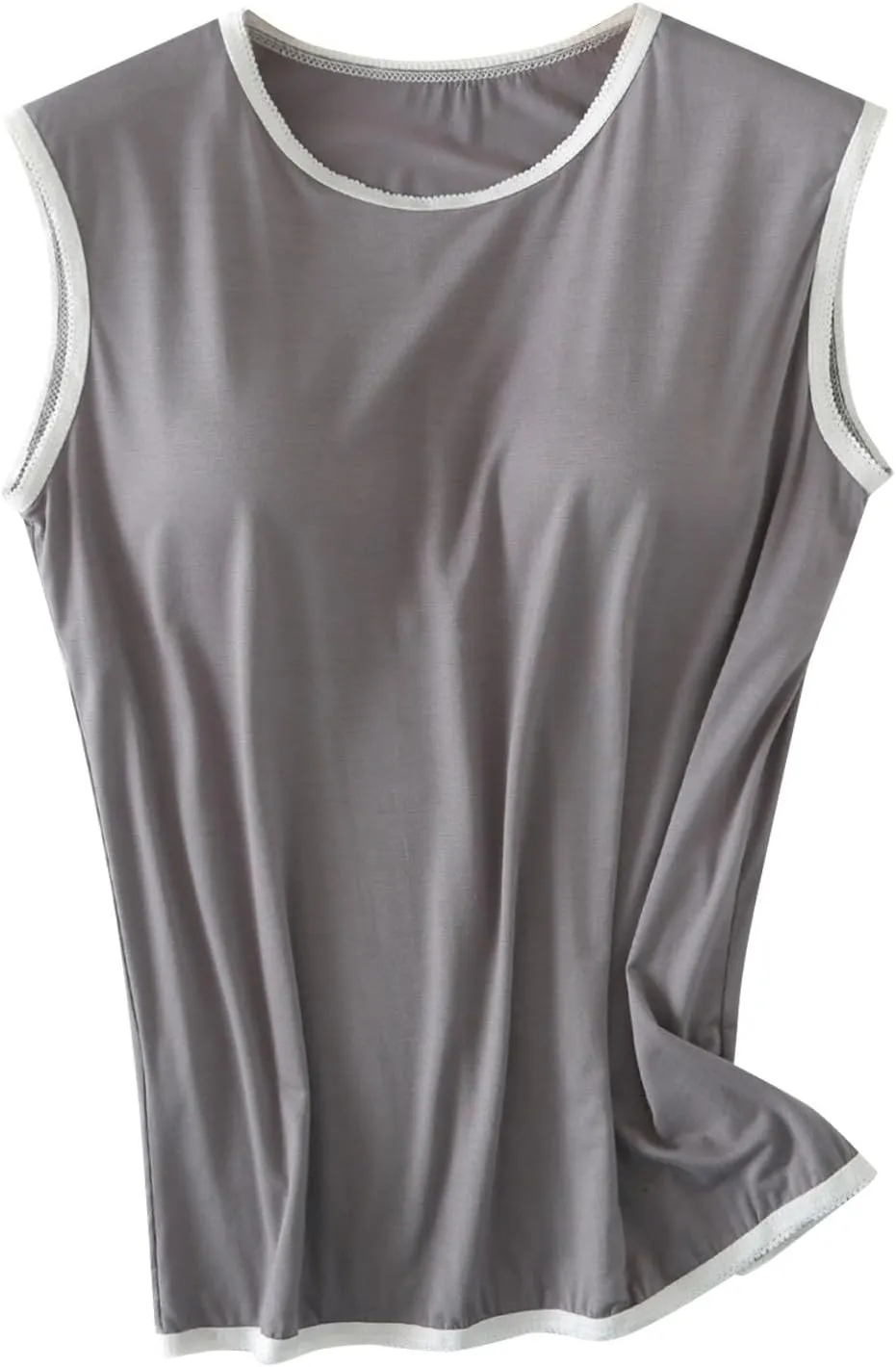 Womens Crew Neck Tank Tops Sleeveless Shirts Lace Thin Summer Casual Going Out Lightweight Stylish Blouses Shirt