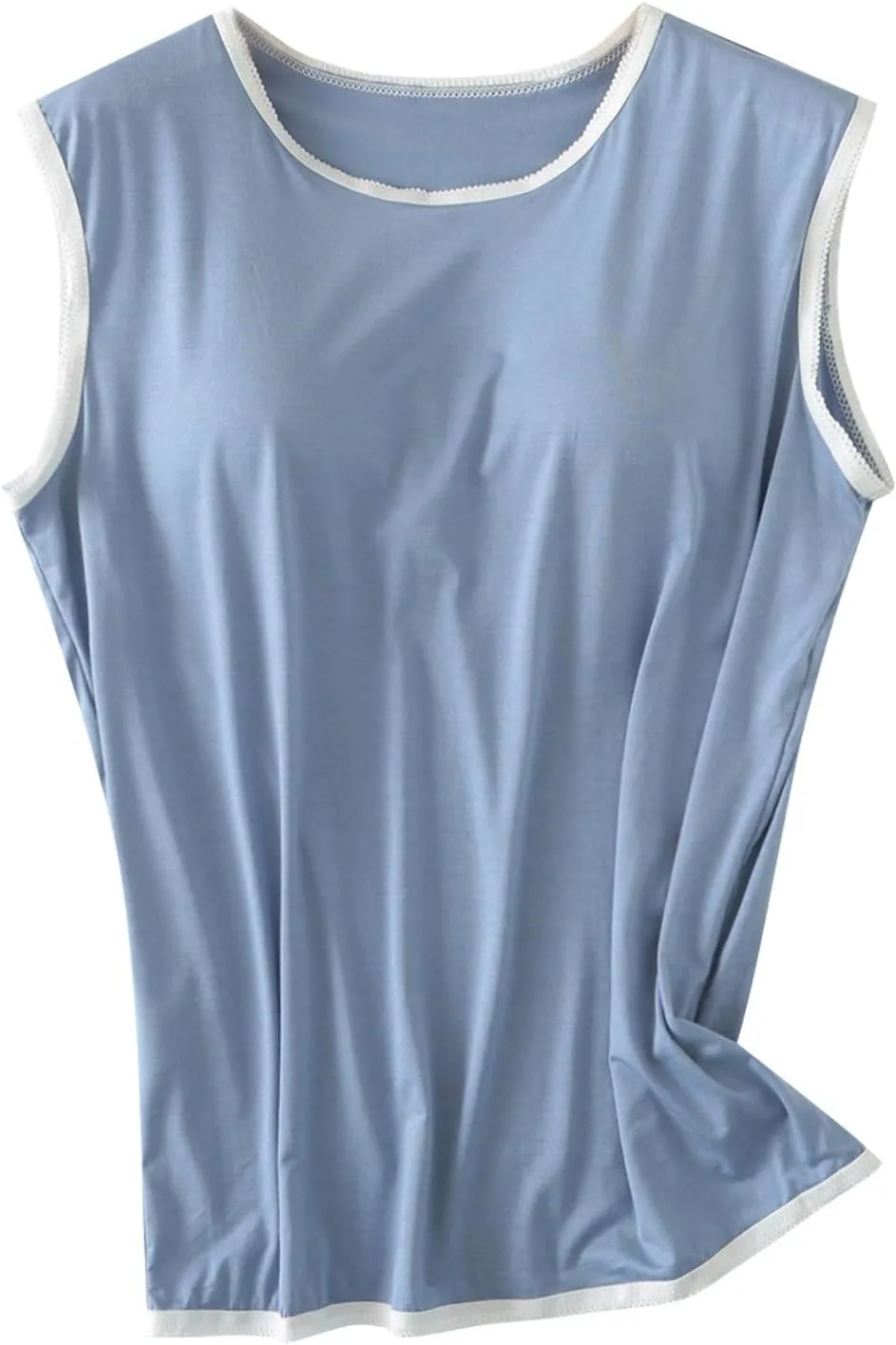 Womens Crew Neck Tank Tops Sleeveless Shirts Lace Thin Summer Casual Going Out Lightweight Stylish Blouses Shirt