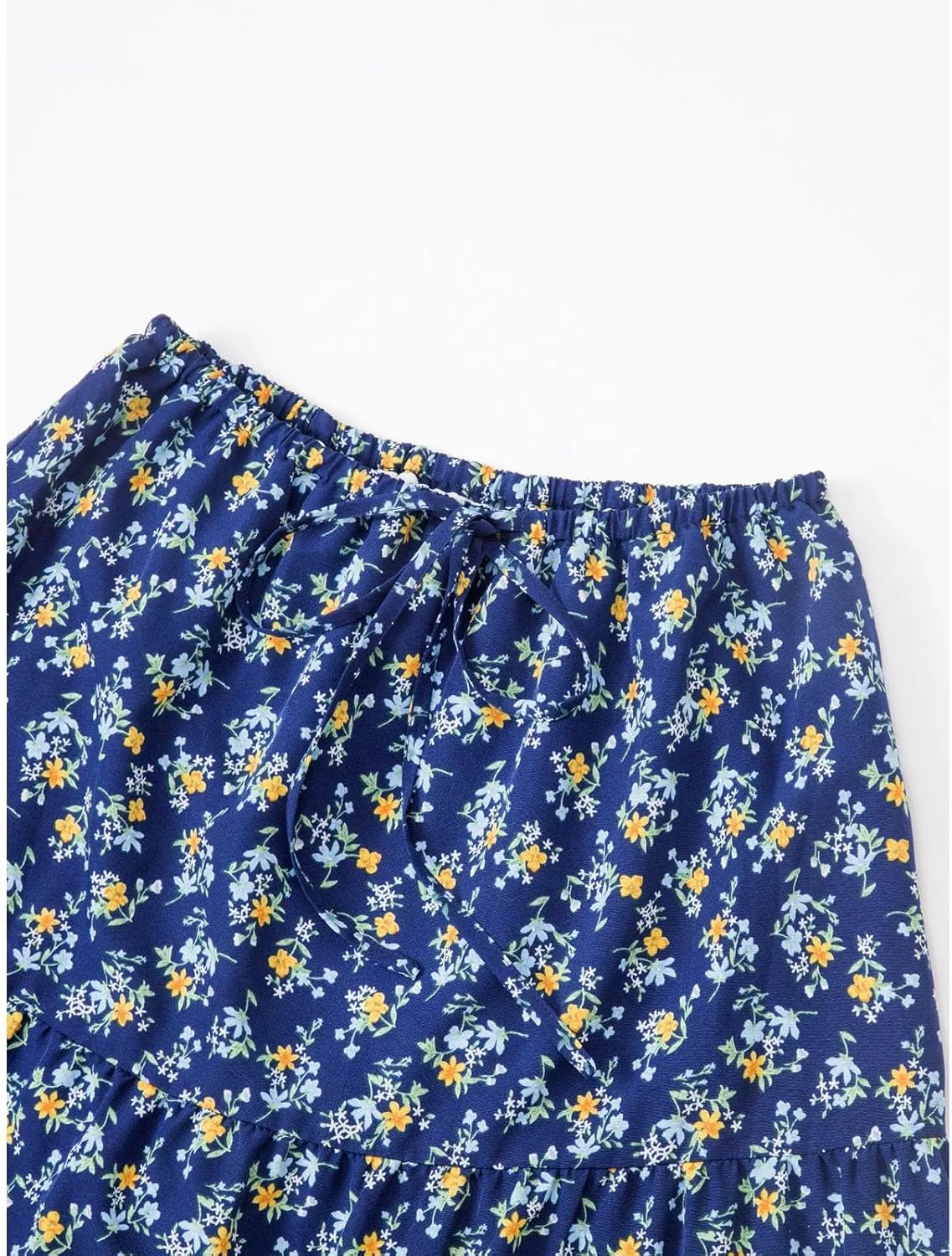 Womens Floral Maxi Skirt Flowy Boho Elastic Waist Pleated A-Line Skirts Summer Beach Swing Long Skirts 2025 Fashion