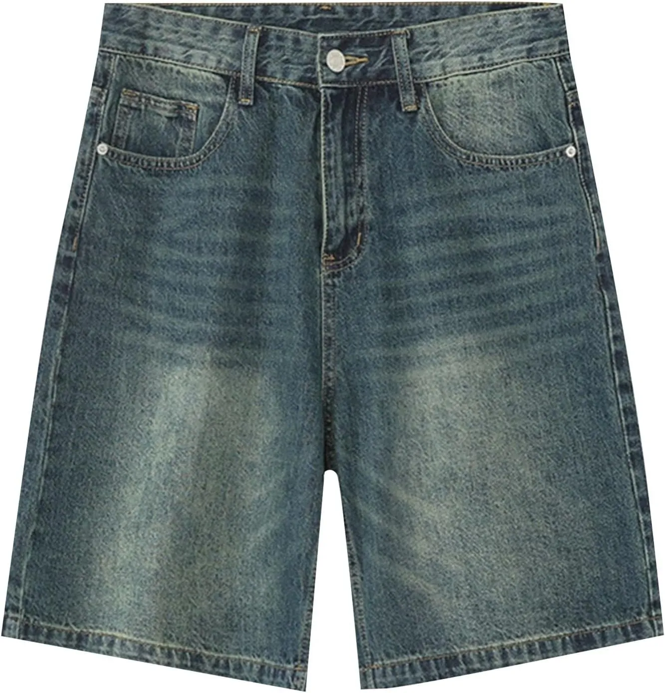 Womens High Waisted Stretch Bermuda Denim Shorts Knee Length Distressed Cutoffs, Loose Fit Casual Summer Jean Shorts