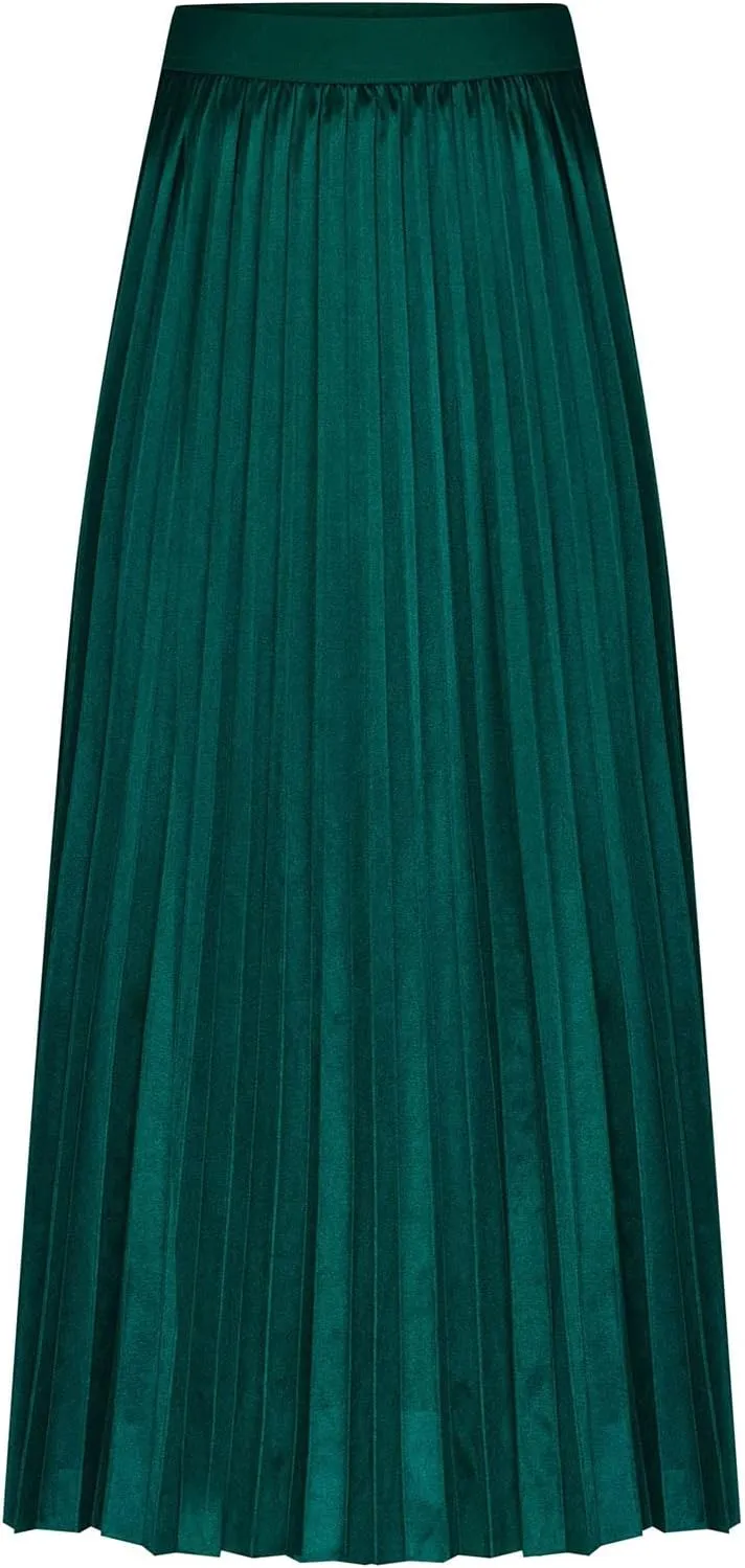 Womens Lightweight Pleated Skirt Summer High Waist Swing Midi Skirts Casual Versatile Flowy Plain A-Line Skirts