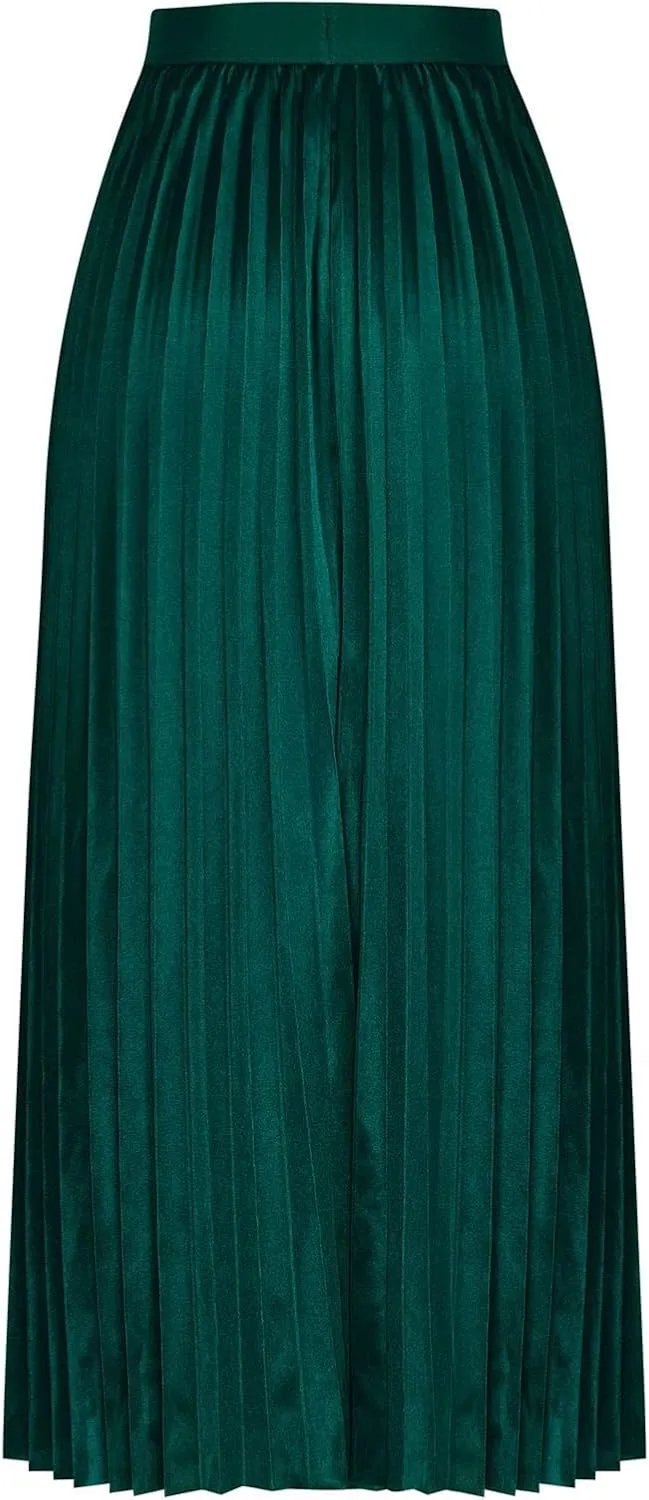 Womens Lightweight Pleated Skirt Summer High Waist Swing Midi Skirts Casual Versatile Flowy Plain A-Line Skirts