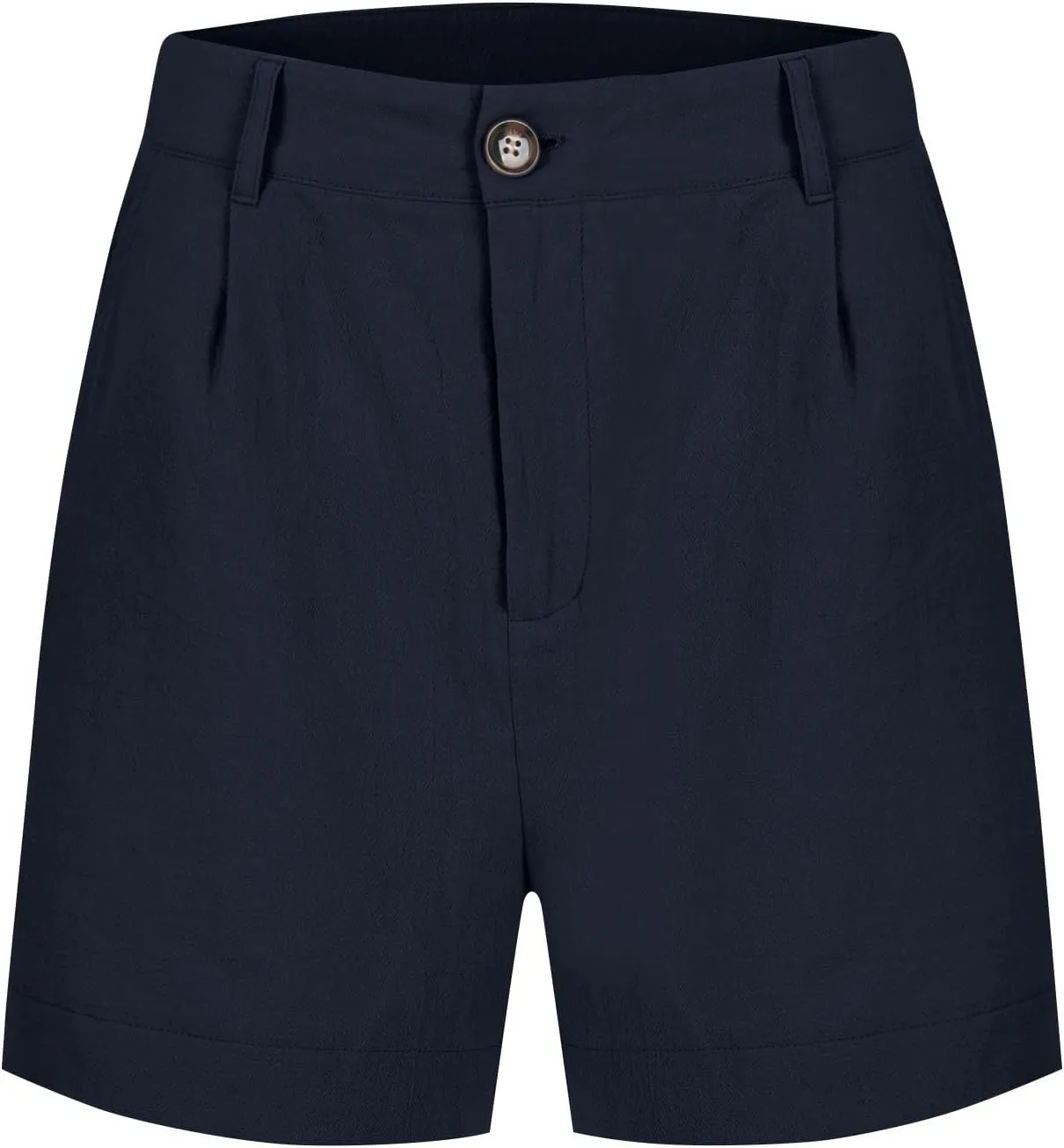 Womens Linen Shorts Dressy Casual High Waisted Pleated Bermuda Shorts Comfy Summer Wide Leg Short Pants with Pockets