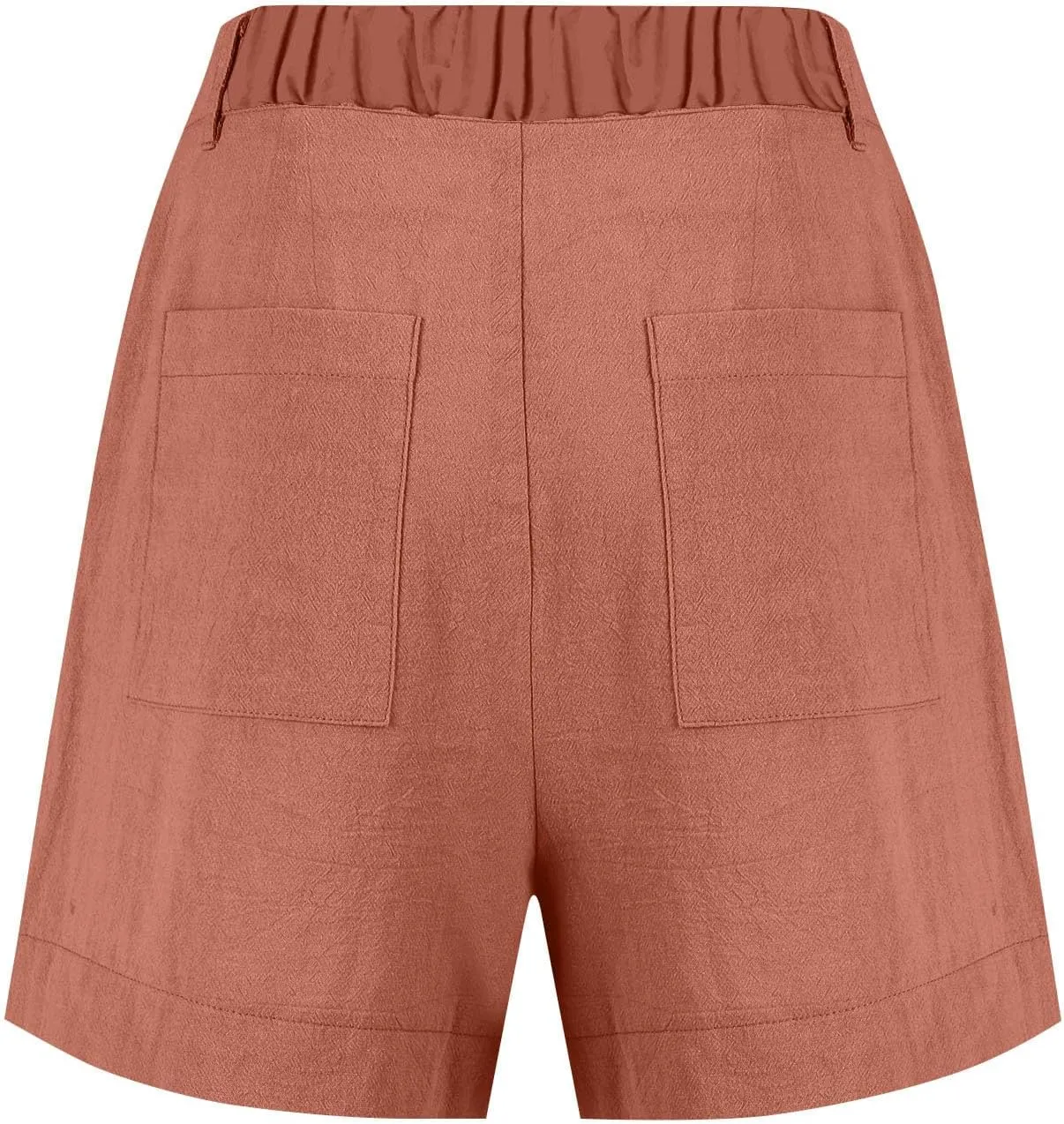 Womens Linen Shorts Dressy Casual High Waisted Pleated Bermuda Shorts Comfy Summer Wide Leg Short Pants with Pockets
