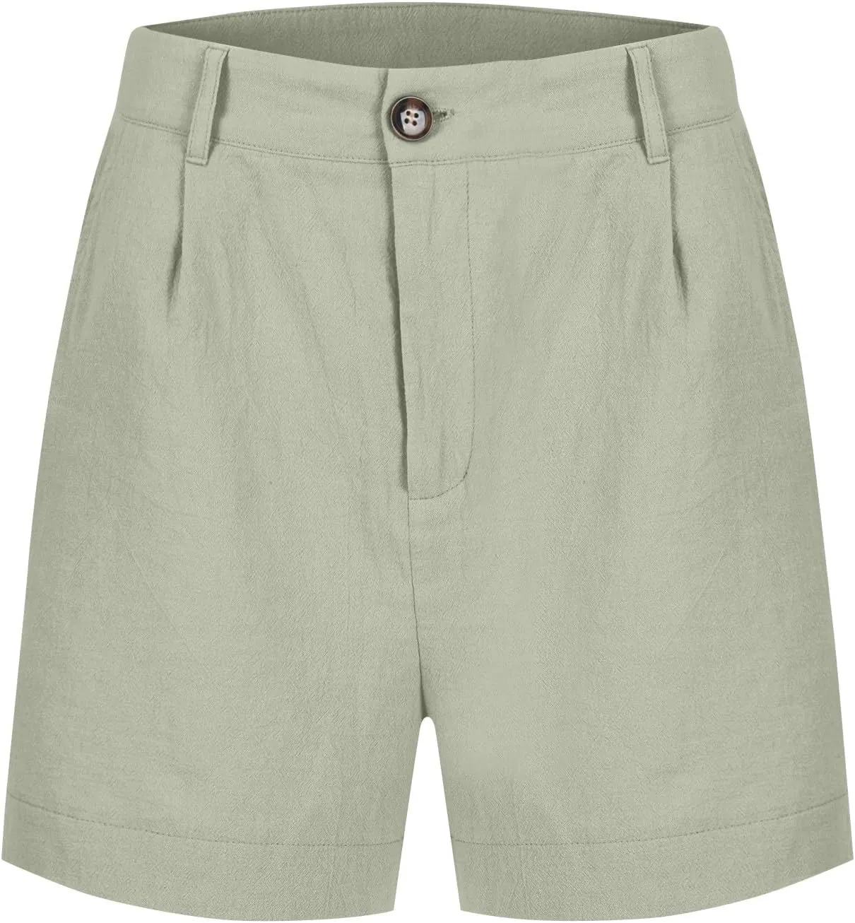 Womens Linen Shorts Dressy Casual High Waisted Pleated Bermuda Shorts Comfy Summer Wide Leg Short Pants with Pockets