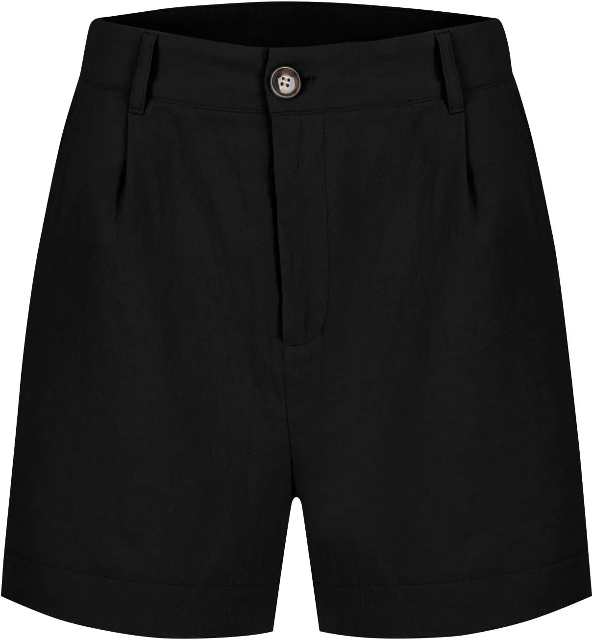 Womens Linen Shorts Dressy Casual High Waisted Pleated Bermuda Shorts Comfy Summer Wide Leg Short Pants with Pockets