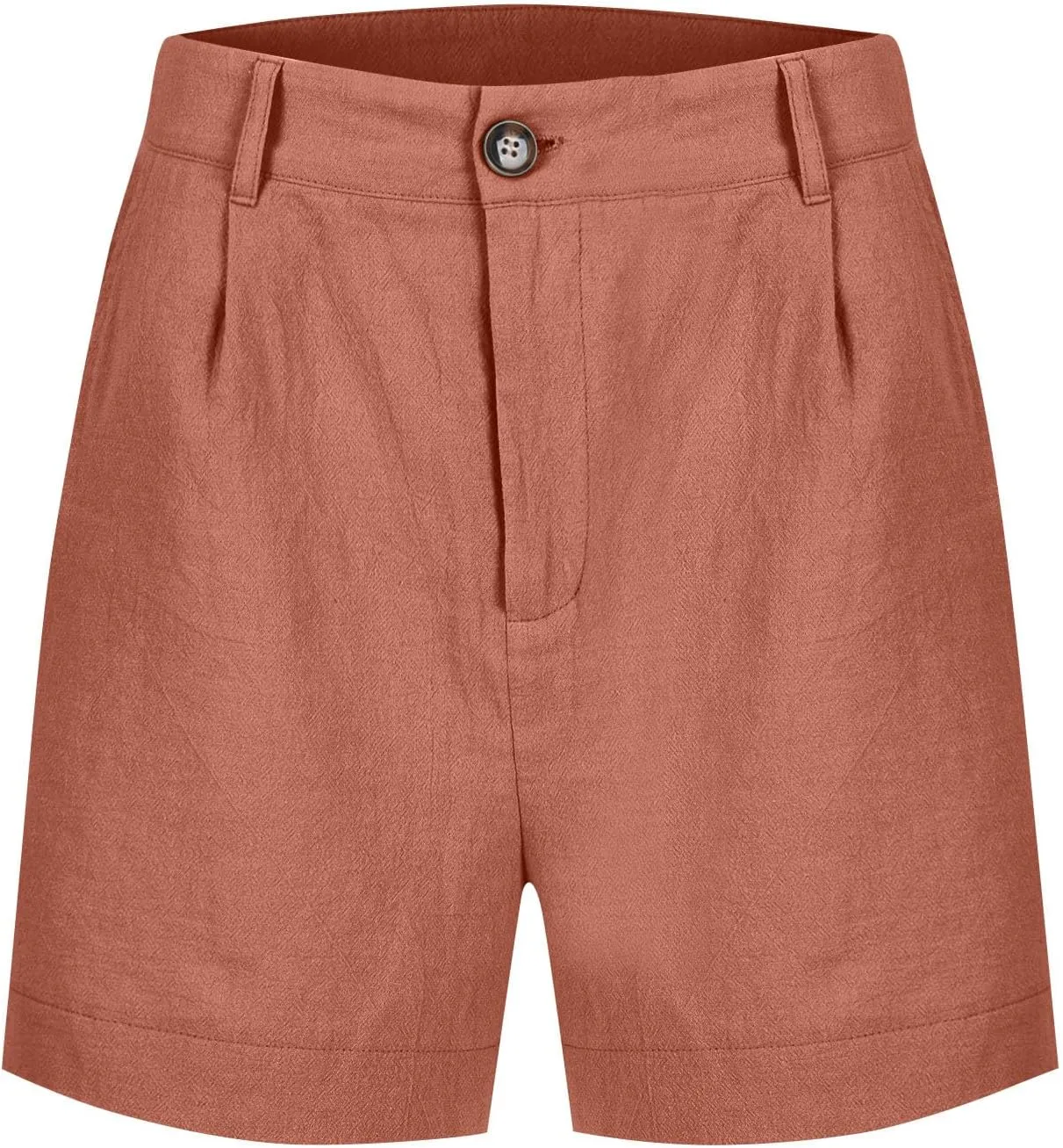 Womens Linen Shorts Dressy Casual High Waisted Pleated Bermuda Shorts Comfy Summer Wide Leg Short Pants with Pockets