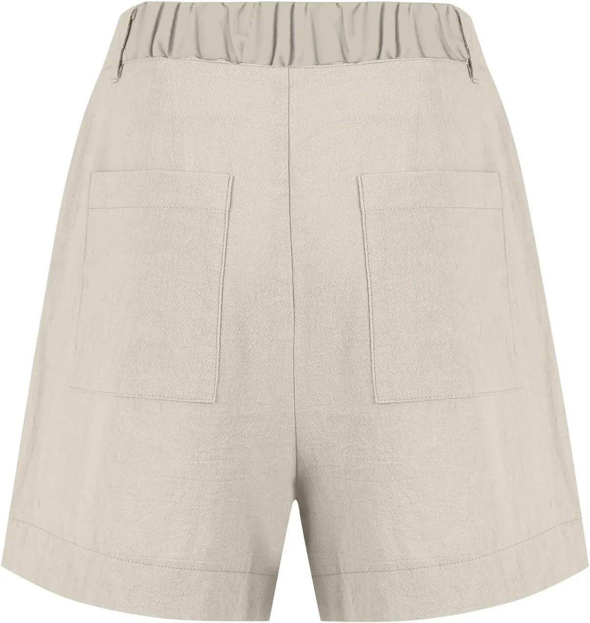 Womens Linen Shorts Dressy Casual High Waisted Pleated Bermuda Shorts Comfy Summer Wide Leg Short Pants with Pockets